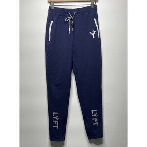 Lyft Men's Elastic Waistband Zippered Legs Joggers Sweatpants Blue Size M